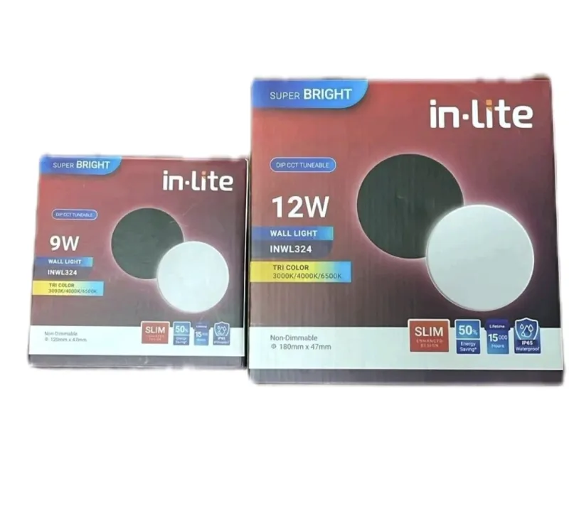 INWL324 WALL LIGHT 12W TRICOLOR BODY HITAM