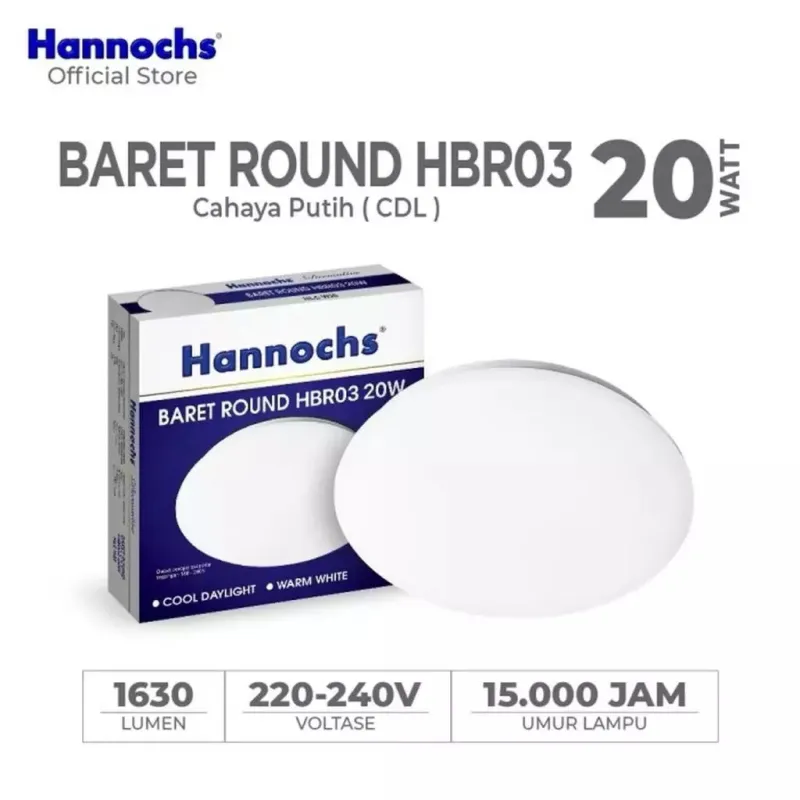HANNOCHS Lampu LED Baret Round HBR03 Original 15W/20W/30W Cahaya Putih/Kuning Lampu Dekoratif Hemat Energi thumb 5