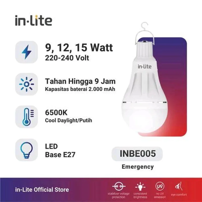 Lampu LED Bulb Emergency inlite INBE005 65K