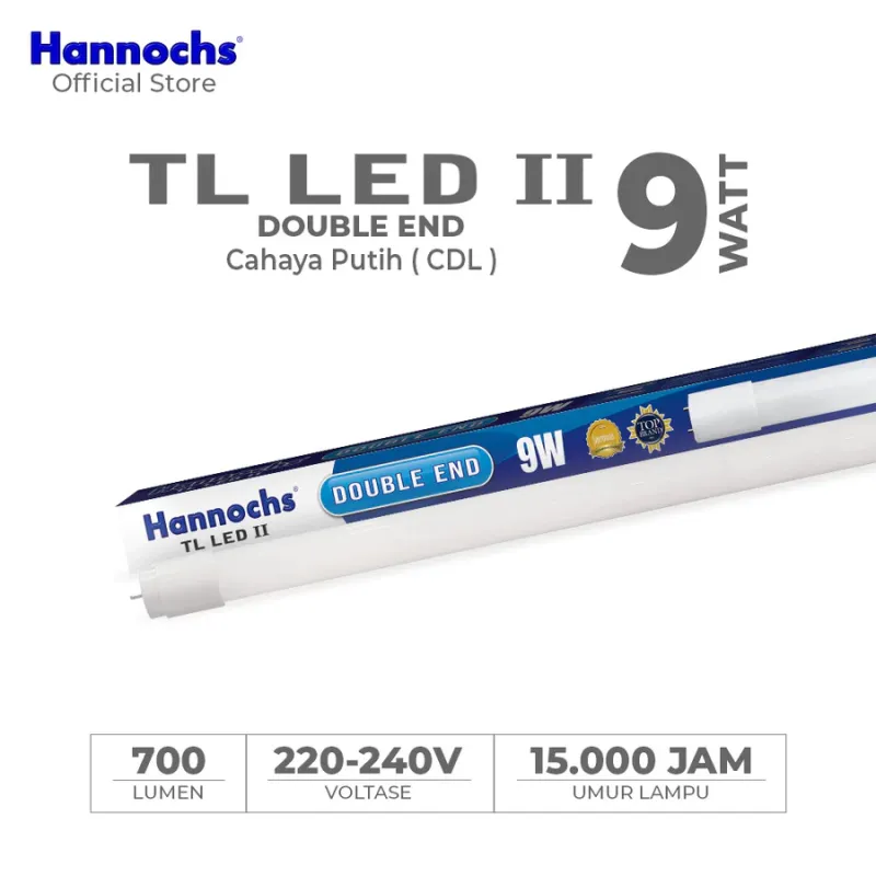 HANNOCHS Lampu TL LED II Double End Tube Light Original 9W/15W/18W/30W/40W Cahaya Putih 6500K / Comfort 4000K / Kuning 3000K