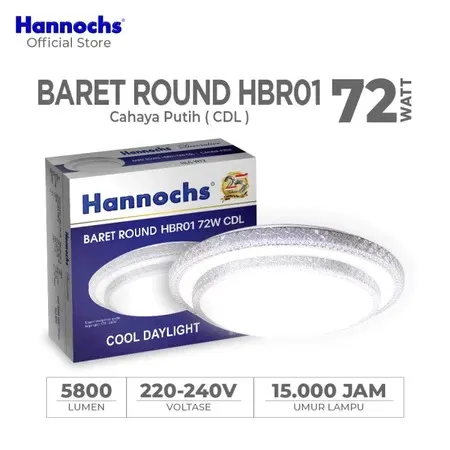 HANNOCHS Lampu Downlight LED Baret Round HBR01 72W Original | Cahaya Putih/Tricolor