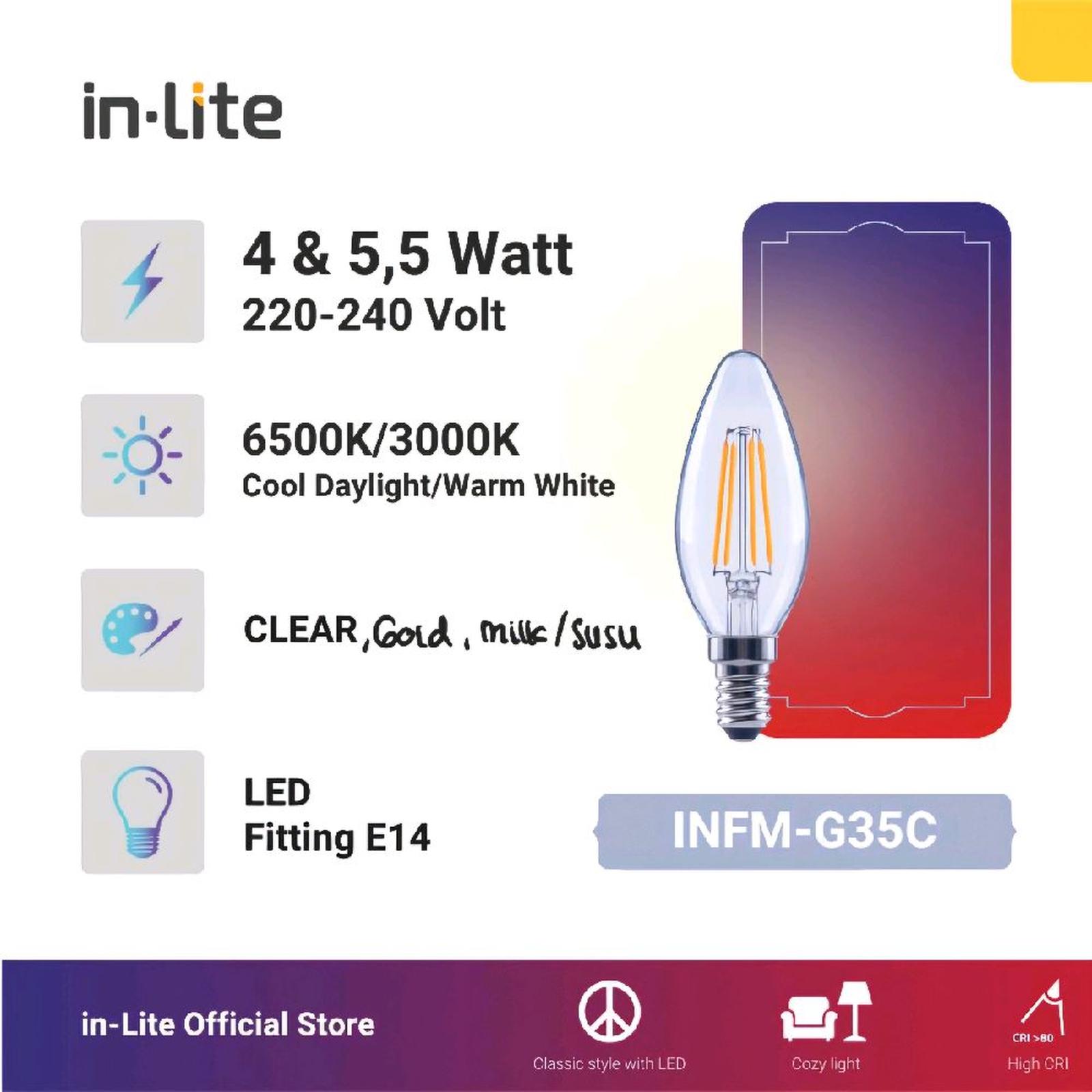 Lampu Filament LED E14 Dimmable INLITE INFM-C35 - 4W-5.5W