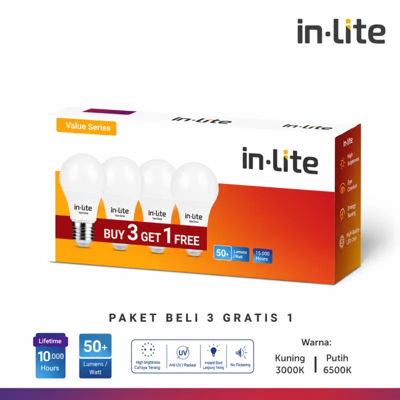 LED BULB INB010 3F1 65K 30K