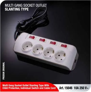 SK 4 Lubang Miring ( CP + Individual Switch W/ Kabel 1,5 M )