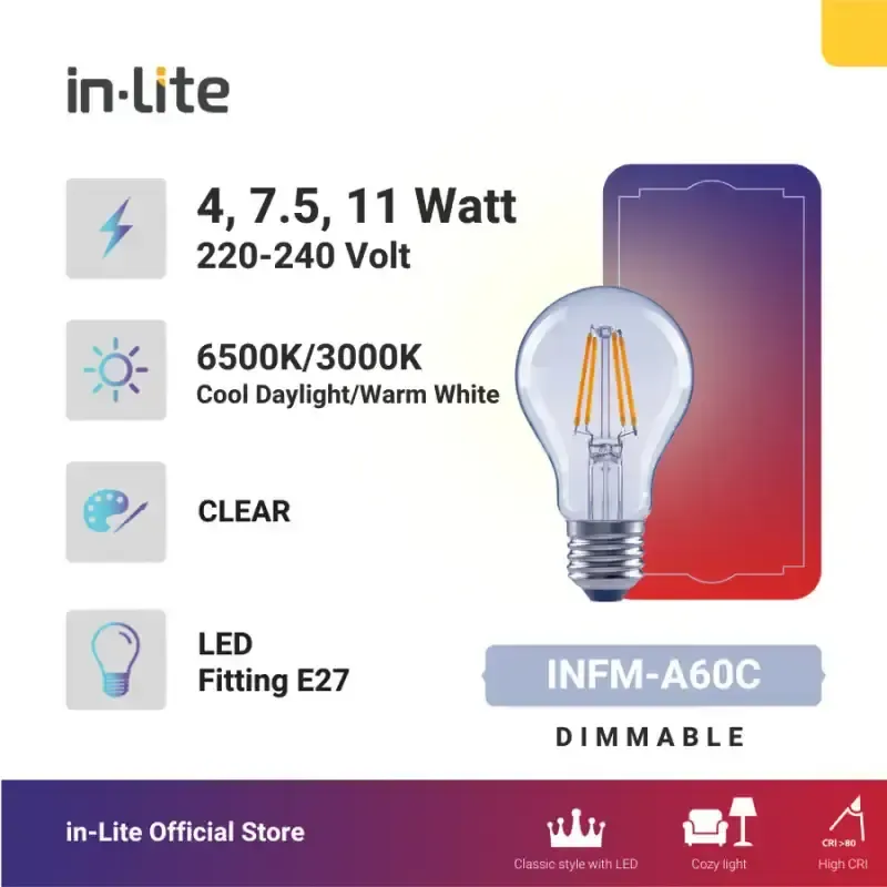INFM-A60 FILAMENT A60 E27 4W 2400K GOLD