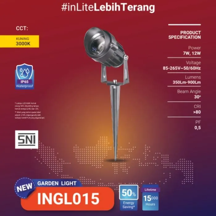 INGL015 GARDEN LIGHT 7W 12W KUNING IP65