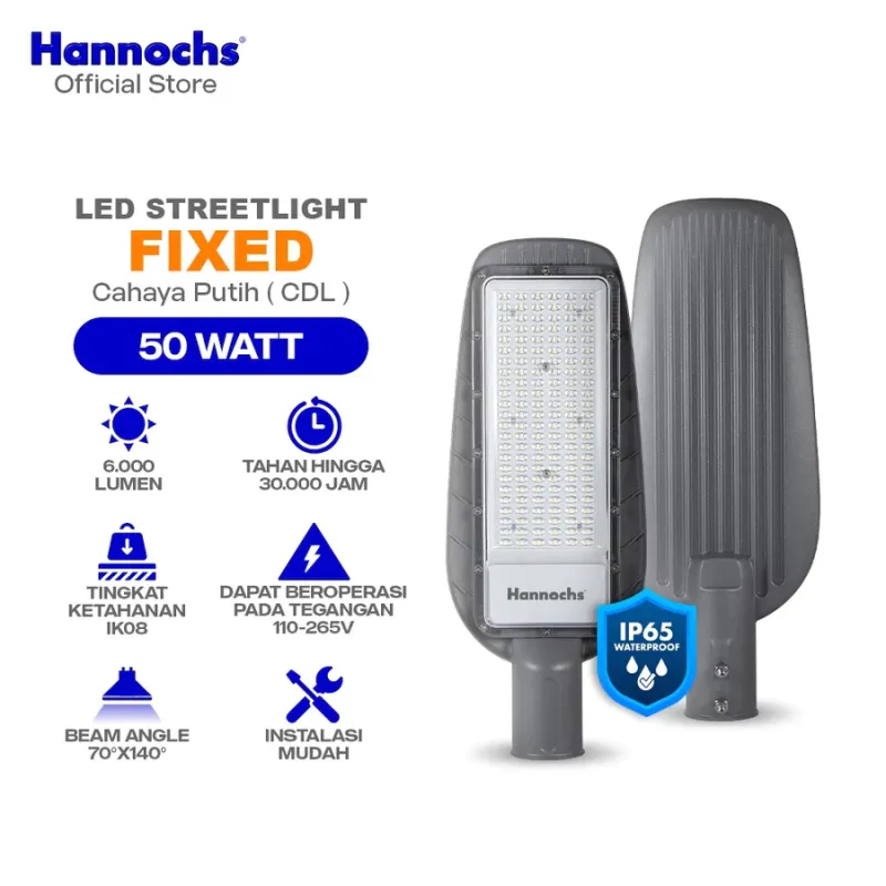 Hannochs Lampu Outdoor LED Streetlight Fixed 50W 100W 150W 200W Cahaya Putih PJU