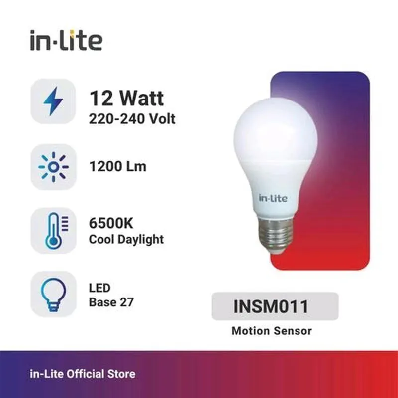 Lampu LED Bulb Motion Sensor inlite INSM011 12W