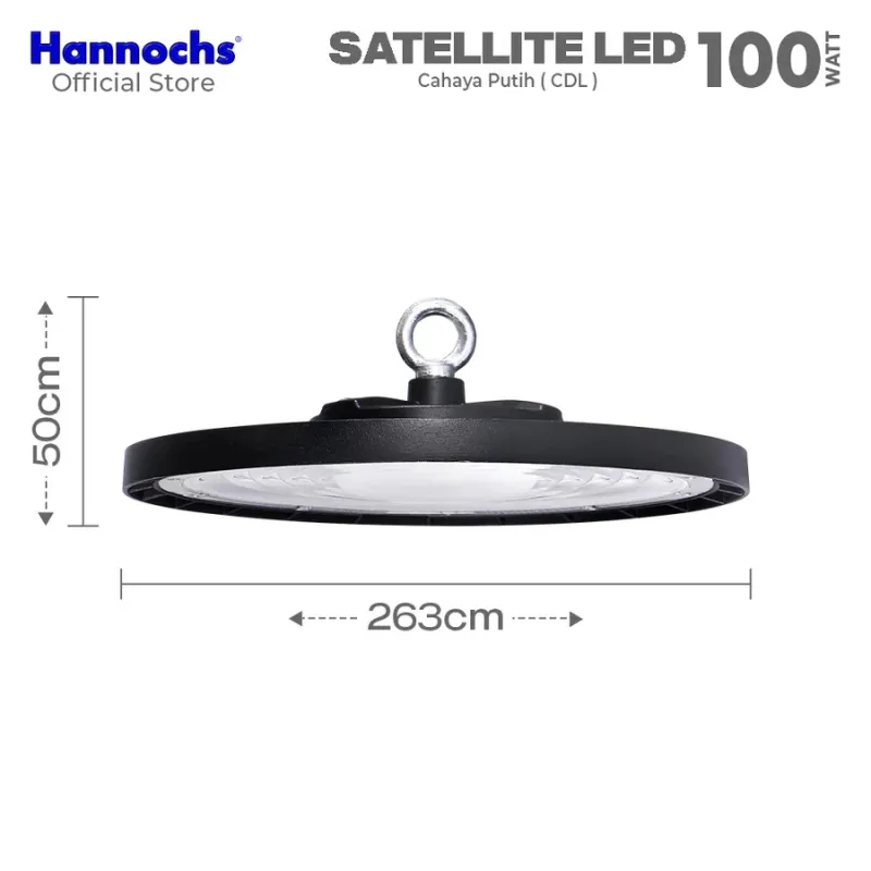 HANNOCHS Lampu Highbay LED Satellite UFO 100W Original Cahaya Putih 6500K Hemat Energi Lampu Industri