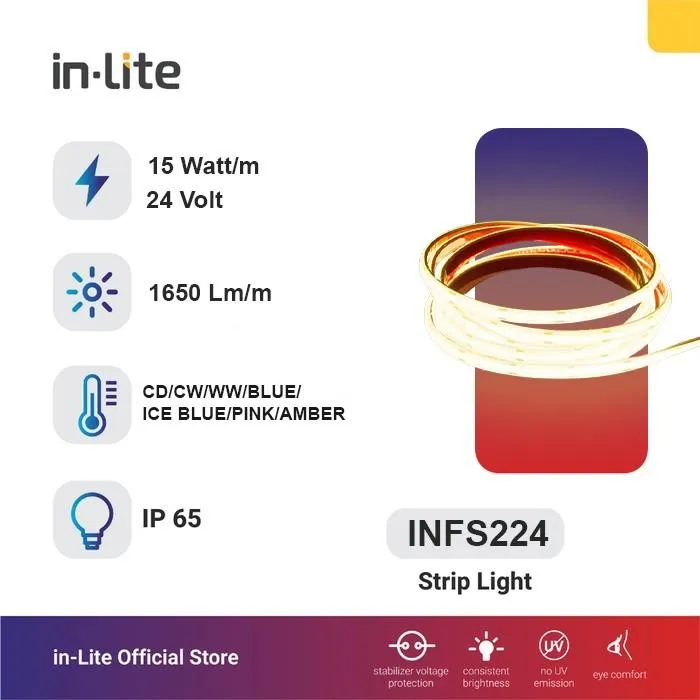 INFS224-15CD : LT COB 24VDC IP65 @10M L. STRIP & TRAVO OUTDOOR