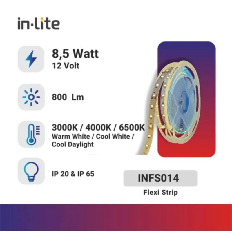 NFS014-8,5W/M 30K 65K IP65 60LED @5M 12V