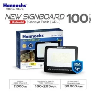 Hannochs Lampu Sorot LED Flood Light New Signboard HFH 10W 20W 30W 50W 100W Cahaya Putih IP65 Model Horizontal