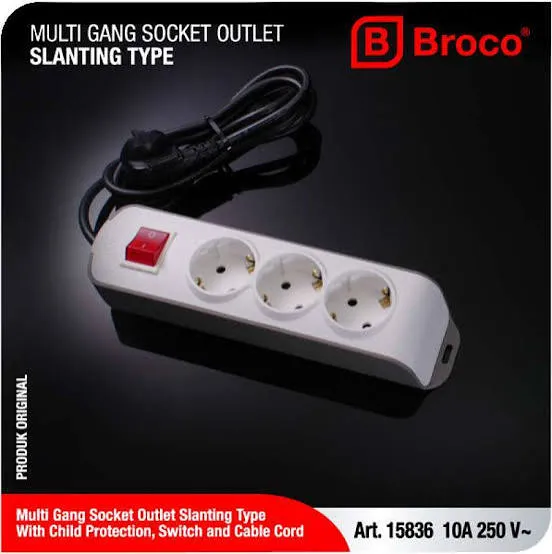 SK 3 Lubang Miring ( CP + Switch W/ Kabel 1,5 M )