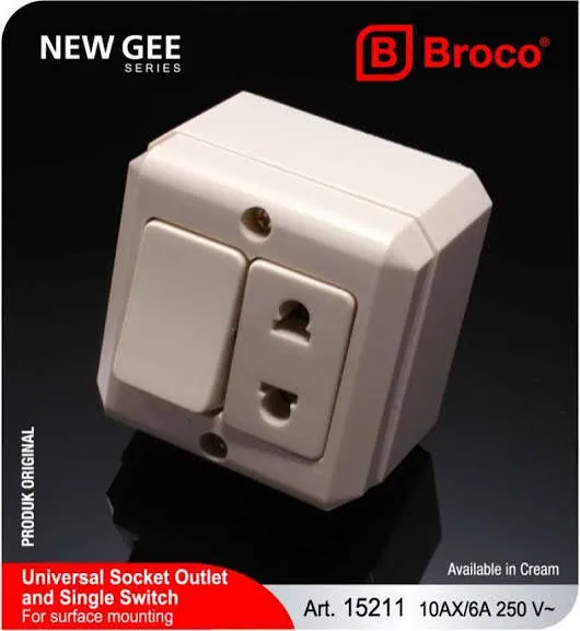 UNIVERSAL SOCKET OUTLET AND SINGLE SWITCH NG CREAM