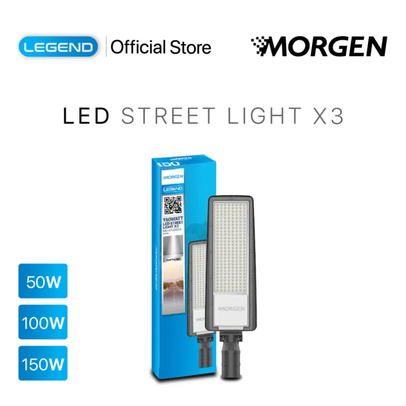 MG-STL61003-050 : LED STREETLIGHT 50W 6500K X3 LEGEND MORGEN