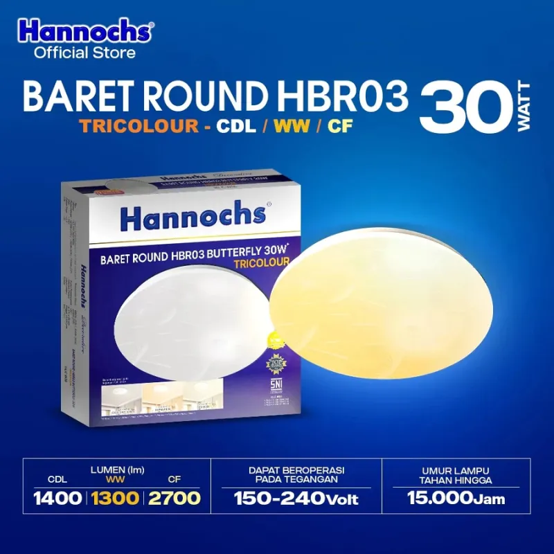 HANNOCHS Lampu Downlight LED Baret Round HBR03 Flower 30W Tricolour Model Flower & Butterfly