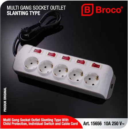SK 5 Lubang Miring ( CP + Individual Switch W/ Kabel 1,5 M )
