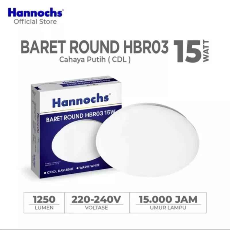 HANNOCHS Lampu LED Baret Round HBR03 Original 15W/20W/30W Cahaya Putih/Kuning Lampu Dekoratif Hemat Energi thumb 2