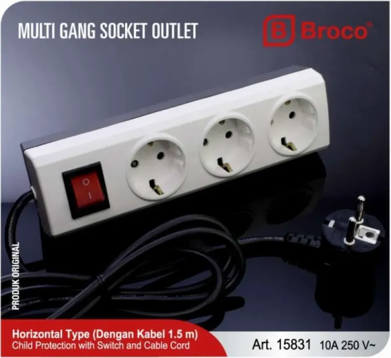 SK 3 Lubang ( Child Protection + Switch W/ Kabel 1,5 m )