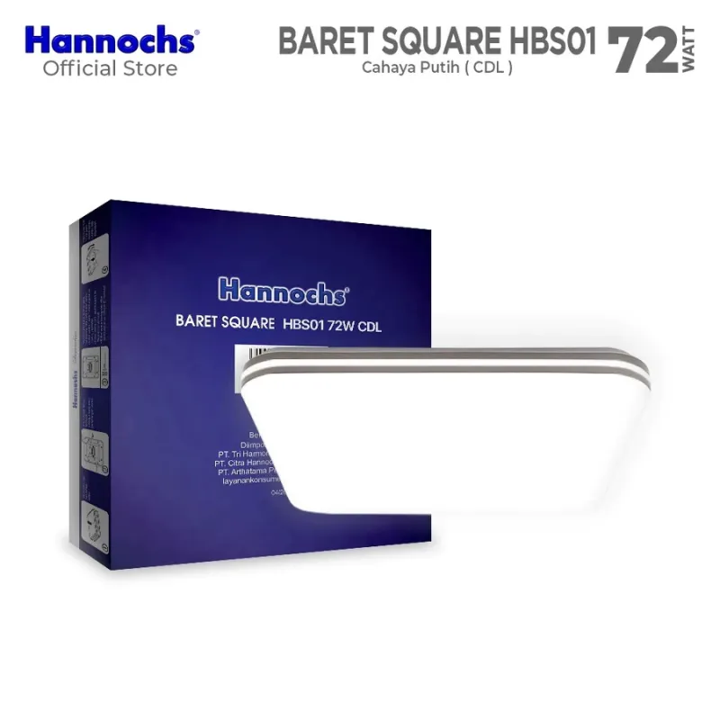HANNOCHS Lampu Downlight LED Baret Square HBS01 72W Original Cahaya Putih (6500K)