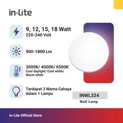 INWL324 WALL LIGHT 9W TRICOLOR BODY PUTIH