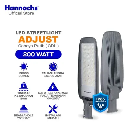 Hannochs Lampu Outdoor LED Streetlight Adjust 50W 100W 150W 200W Cahaya Putih PJU