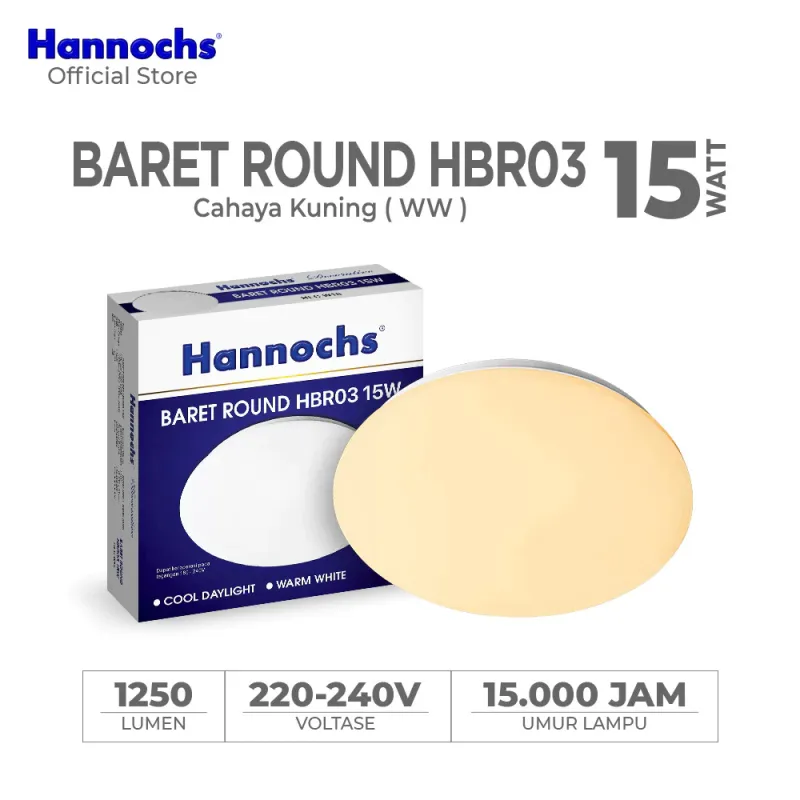 HANNOCHS Lampu LED Baret Round HBR03 Original 15W/20W/30W Cahaya Putih/Kuning Lampu Dekoratif Hemat Energi thumb 7