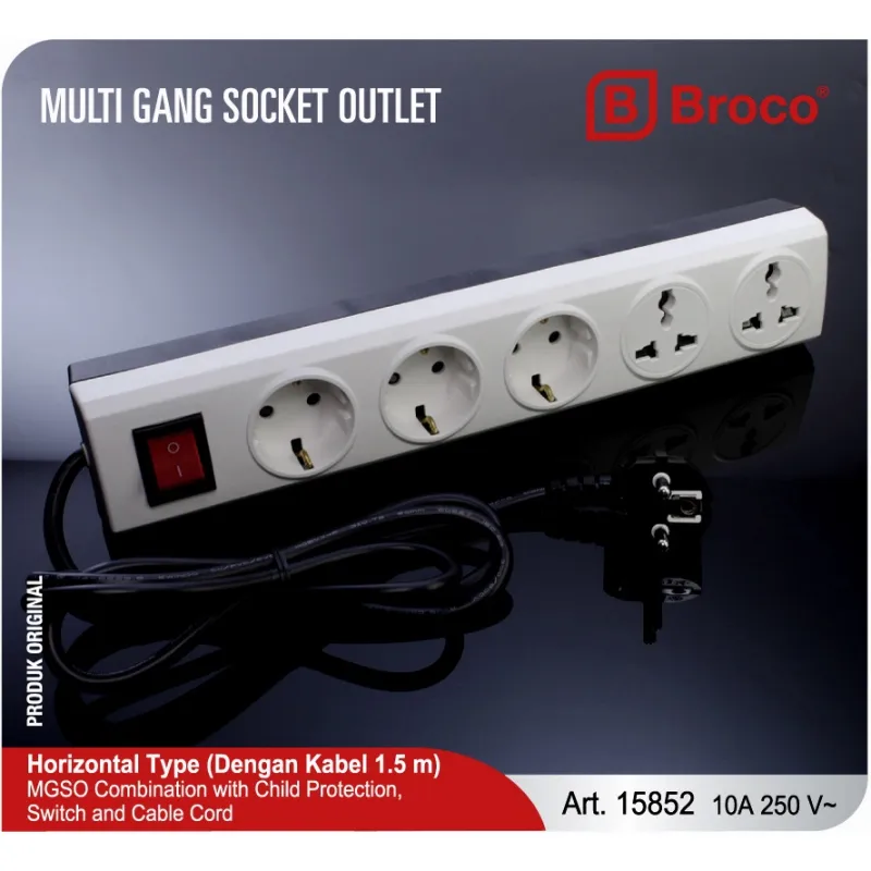 SK 3 Lubang ( CP + 2 Universal Socket + Switch W/ Kabel 1,5 m )