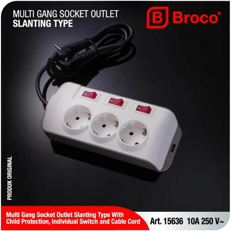 SK 3 Lubang Miring ( CP + Individual Switch W/ Kabel 1,5 M )