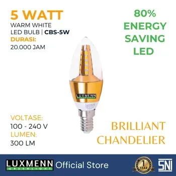 Luxmenn Lampu LED Candle Chandelier Gold 5W Super Terang 3000K Warm White E14 LUX-CBG