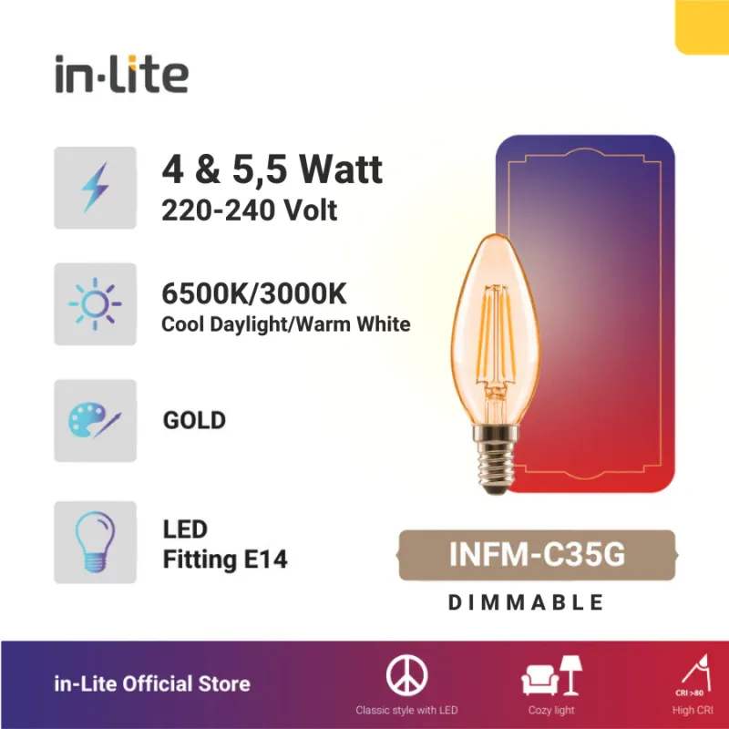 INFM-C35G FILAMENT C35G E14 2400K GOLD