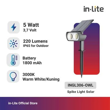 INGL306 GARDEN LIGHT SOLAR 5W KUNING BLACK