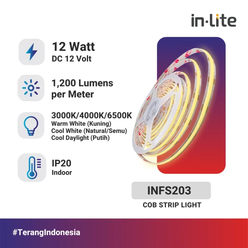 INFS203 : FLEXI STRIP COB L. STRIP & TRAVO OUTDOOR 12V IP20 @5M