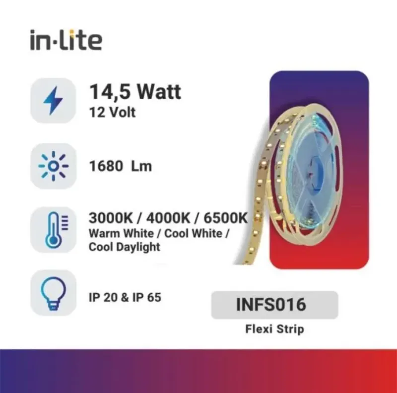 NFS016-14,5W/M 30K 65K 40K IP20 120LED @5M 12V